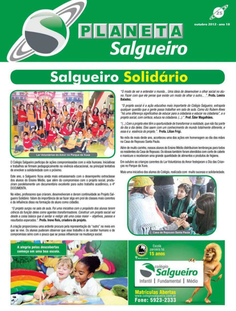 Capa do jornal Planeta Salgueiro — Edição 25 | Out 2012